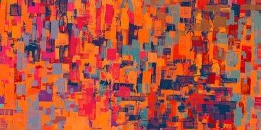 Soyut arka plan sanatı. 2D çizim. Etkileyici yağlı boya resim. Tuvalde fırça darbeleri. Modern sanat. Çok renkli arkaplan. Çağdaş sanat. İfade. Sanatsal dijital palet.