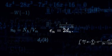 Formüllü matematik geçmişi, kusursuz çizimler. Renkli sembollü soyut desen  