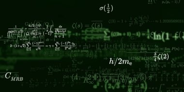 Formüllü matematik geçmişi, kusursuz çizimler. Renkli sembollü soyut desen  