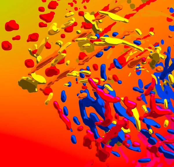 Soyut arka plan sanatı. 3 boyutlu illüstrasyon. Tuvalde fırça darbeleri. Çok renkli arkaplan. Çağdaş sanat. Sanatsal dijital palet.