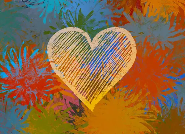 Abstract Valentine Background Art Hearts Canvas Multicolored Romantic Backdrop Contemporary — Stock Photo, Image