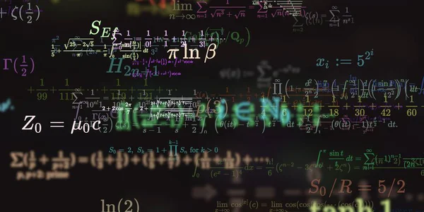 Kontekst Matematyczny Formułami Bezproblemowa Ilustracja Abstrakcyjny Wzór Kolorowymi Symbolami — Zdjęcie stockowe