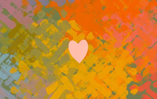 Abstract Valentine Background Art Hearts Canvas Multicolored Romantic Backdrop Contemporary — Stock Photo, Image