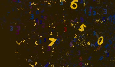 Matematik. 2D çizim. Numaralı soyut arkaplan, boşluğu kopyala 