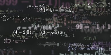 Formüllü matematik geçmişi, kusursuz çizimler. Renkli sembollü soyut desen  