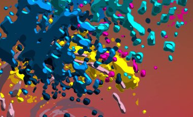 Soyut arka plan sanatı. 3 boyutlu illüstrasyon. Tuvalde fırça darbeleri. Çok renkli arkaplan. Çağdaş sanat. Sanatsal dijital palet.