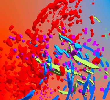 Soyut arka plan sanatı. 3 boyutlu illüstrasyon. Tuvalde fırça darbeleri. Çok renkli arkaplan. Çağdaş sanat. Sanatsal dijital palet.