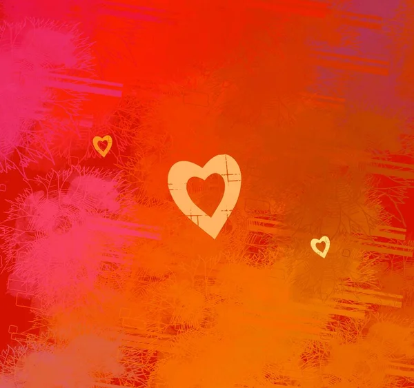 Abstract Valentine Background Art Corazones Sobre Lienzo Fondos Románticos Multicolor — Foto de Stock