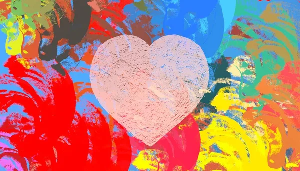 Resumo Valentine Background Art Corações Sobre Tela Cenário Romântico Multicolorido — Fotografia de Stock