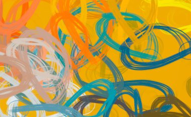 Soyut arka plan sanatı. 2D çizim. Etkileyici yağlı boya resim. Tuvalde fırça darbeleri. Modern sanat. Çok renkli arkaplan. Çağdaş sanat. İfade. Sanatsal dijital palet.