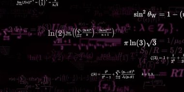 Formüllü matematik geçmişi, kusursuz çizimler. Renkli sembollü soyut desen  