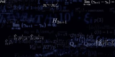 Formüllü matematik geçmişi, kusursuz çizimler. Renkli sembollü soyut desen  