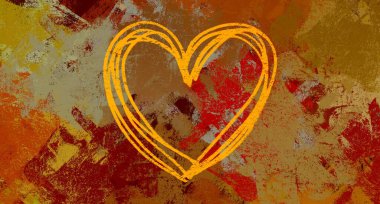 Soyut Sevgililer Günü arkaplan sanatı. Kalpler tuvalde. Çok renkli romantik bir fon. Çağdaş sanat. Sanatsal dijital palet.