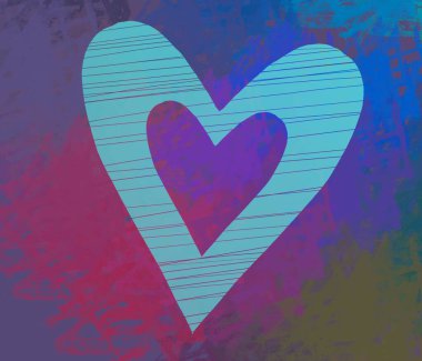 Soyut Sevgililer Günü arkaplan sanatı. Kalpler tuvalde. Çok renkli romantik bir fon. Çağdaş sanat. Sanatsal dijital palet.