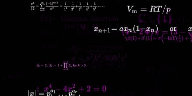 Formüllü matematik geçmişi, kusursuz çizimler. Renkli sembollü soyut desen  