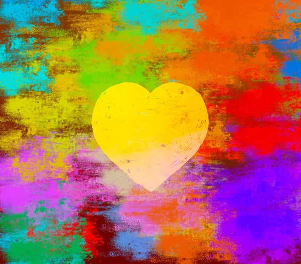 Soyut Sevgililer Günü arkaplan sanatı. Kalpler tuvalde. Çok renkli romantik bir fon. Çağdaş sanat. Sanatsal dijital palet.