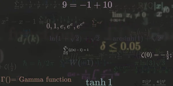 Kontekst Matematyczny Formułami Bezproblemowa Ilustracja Abstrakcyjny Wzór Kolorowymi Symbolami — Zdjęcie stockowe