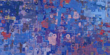 Soyut arka plan sanatı. 2D çizim. Etkileyici yağlı boya resim. Tuvalde fırça darbeleri. Modern sanat. Çok renkli arkaplan. Çağdaş sanat. İfade. Sanatsal dijital palet.