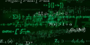 Formüllü matematik geçmişi, kusursuz çizimler. Renkli sembollü soyut desen  