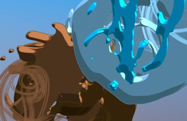 Soyut arka plan sanatı. 3 boyutlu illüstrasyon. Tuvalde fırça darbeleri. Çok renkli arkaplan. Çağdaş sanat. Sanatsal dijital palet.