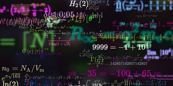 Mathematics background with formulas, seamless illustration   