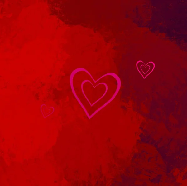 Abstract Valentine Background Art Corazones Sobre Lienzo Fondos Románticos Multicolor — Foto de Stock