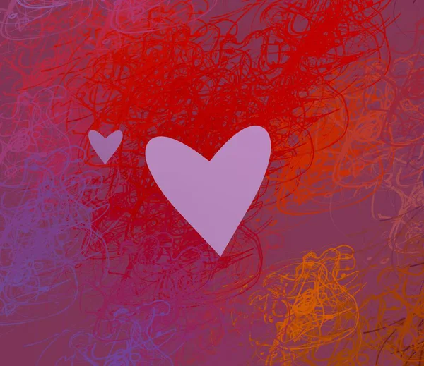 Abstract Valentine Background Art Corazones Sobre Lienzo Fondos Románticos Multicolor — Foto de Stock