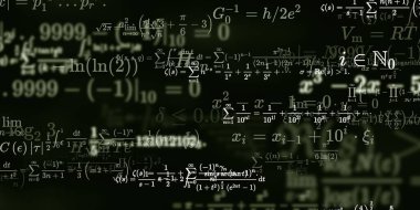 Formüllü matematik geçmişi, kusursuz çizimler. Renkli sembollü soyut desen  