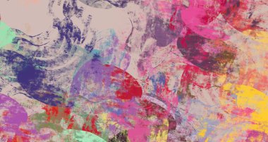 Soyut arka plan sanatı. 2D çizim. Etkileyici yağlı boya resim. Tuvalde fırça darbeleri. Modern sanat. Çok renkli arkaplan. Çağdaş sanat. İfade. Sanatsal dijital palet.