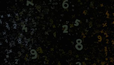 Matematik. 2D çizim. Numaralı soyut arkaplan, boşluğu kopyala 