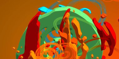 Soyut arka plan sanatı. 3 boyutlu illüstrasyon. Tuvalde fırça darbeleri. Çok renkli arkaplan. Çağdaş sanat. Sanatsal dijital palet.