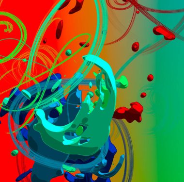 Soyut arka plan sanatı. 3 boyutlu illüstrasyon. Tuvalde fırça darbeleri. Çok renkli arkaplan. Çağdaş sanat. Sanatsal dijital palet.