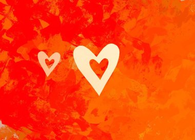 Soyut Sevgililer Günü arkaplan sanatı. Kalpler tuvalde. Çok renkli romantik bir fon. Çağdaş sanat. Sanatsal dijital palet.