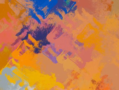 Soyut Sevgililer Günü arkaplan sanatı. Kalpler tuvalde. Çok renkli romantik bir fon. Çağdaş sanat. Sanatsal dijital palet.