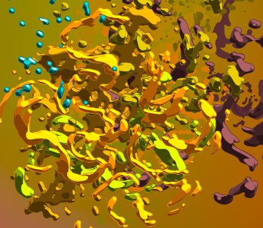 Soyut arka plan sanatı. 3 boyutlu illüstrasyon. Tuvalde fırça darbeleri. Çok renkli arkaplan. Çağdaş sanat. Sanatsal dijital palet.