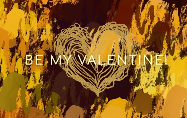 概要バレンタインバックグランドアート キャンバスにハート 多色ロマンチックな背景 現代美術 芸術的なデジタルパレット — ストック写真