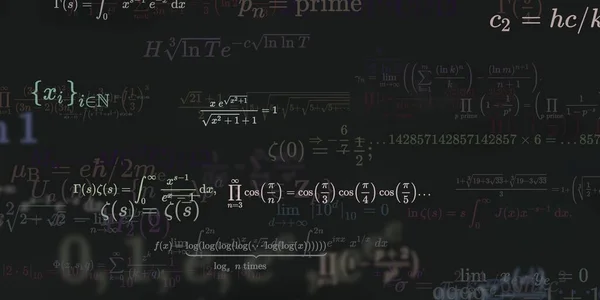 Математичний Фон Формулами Безшовна Ілюстрація Абстрактний Візерунок Барвистими Символами — стокове фото