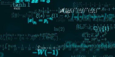 Formüllü matematik geçmişi, kusursuz çizimler. Renkli sembollü soyut desen  