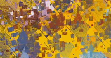 Soyut arka plan sanatı. 2D çizim. Etkileyici yağlı boya resim. Tuvalde fırça darbeleri. Modern sanat. Çok renkli arkaplan. Çağdaş sanat. İfade. Sanatsal dijital palet.