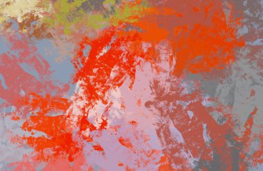 Soyut arka plan sanatı. 2D çizim. Etkileyici yağlı boya resim. Tuvalde fırça darbeleri. Modern sanat. Çok renkli arkaplan. Çağdaş sanat. İfade. Sanatsal dijital palet.