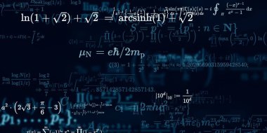 Formüllü matematik geçmişi, kusursuz çizimler. Renkli sembollü soyut desen  