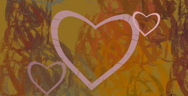 Abstrakte Valentine Hintergrundkunst Herzen Auf Leinwand Bunte Romantische Kulisse Zeitgenössische — Stockfoto