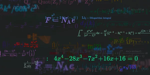 Kontekst Matematyczny Formułami Bezproblemowa Ilustracja Abstrakcyjny Wzór Kolorowymi Symbolami — Zdjęcie stockowe