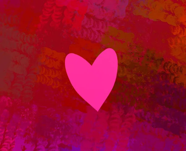 Astratto San Valentino Sfondo Arte Cuori Tela Sfondo Romantico Multicolore — Foto Stock
