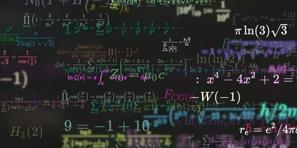 Kontekst Matematyczny Formułami Bezproblemowa Ilustracja Abstrakcyjny Wzór Kolorowymi Symbolami — Zdjęcie stockowe