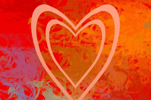 Abstract Valentine Background Art Hearts Canvas Multicolored Romantic Backdrop Contemporary — Stock Photo, Image