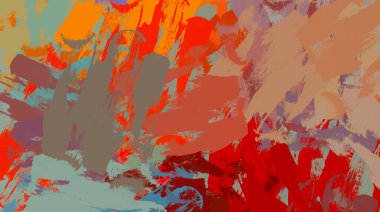 Soyut arka plan sanatı. 2D çizim. Etkileyici yağlı boya resim. Tuvalde fırça darbeleri. Modern sanat. Çok renkli arkaplan. Çağdaş sanat. İfade. Sanatsal dijital palet.