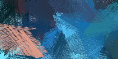 Soyut arka plan sanatı. 2D çizim. Etkileyici yağlı boya resim. Tuvalde fırça darbeleri. Modern sanat. Çok renkli arkaplan. Çağdaş sanat. İfade. Sanatsal dijital palet.