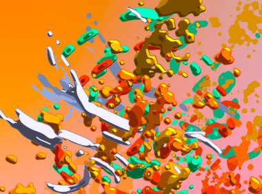 Soyut arka plan sanatı. 3 boyutlu illüstrasyon. Tuvalde fırça darbeleri. Çok renkli arkaplan. Çağdaş sanat. Sanatsal dijital palet.