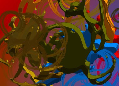 Soyut arka plan sanatı. 3 boyutlu illüstrasyon. Tuvalde fırça darbeleri. Çok renkli arkaplan. Çağdaş sanat. Sanatsal dijital palet.